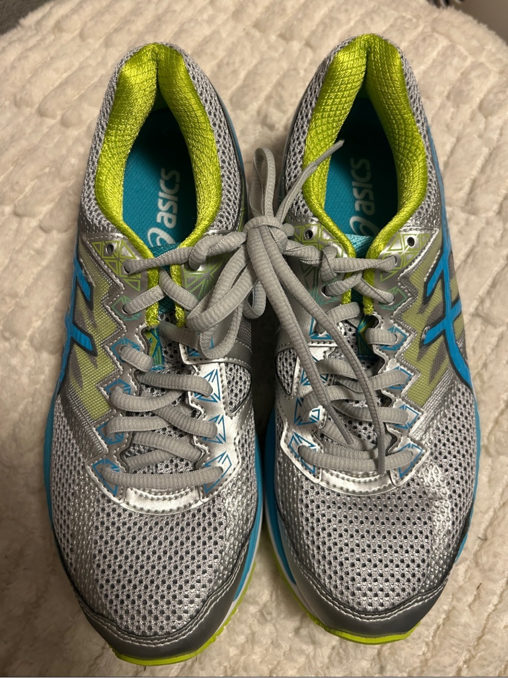 ASICS Silver, Blue & Lime Women's Athletic Running Shoes